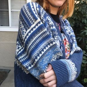 Vintage and unique multicolored wool cardigan